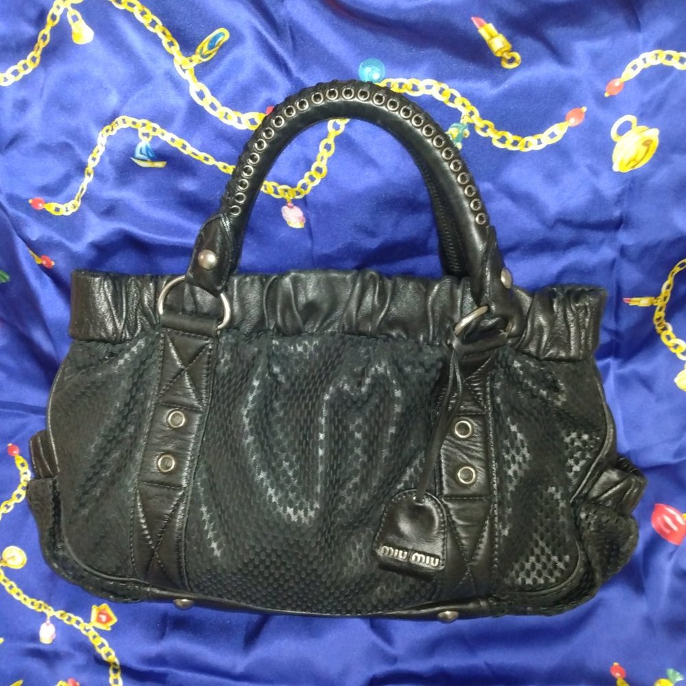 ❤️3 MIU MIU Perforated Luxurious Baby Soft Leather Speedy Bag Purse +FOB Dustbag